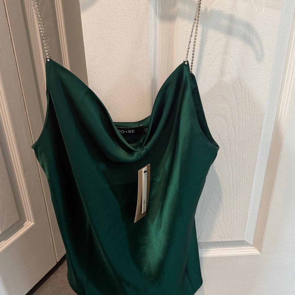 DO+BE Emerald Satin Cowl Neck Camisole